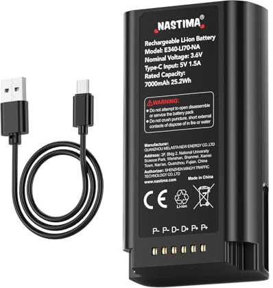 NASTIMA 7000mAh Battery Compatible with Eufy Video Doorbell E340 & C31 | Quick-Release 25.2Wh Li-ion Battery Pack with USB-C, Long-Lasting, Built-in BMS