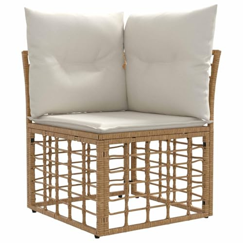 vidaXL Modulares Outdoor-Ecksofa Natur Poly-Rattan, Rustikales, wetterfestes Sofa-Set für die Terrasse, Flexibles Lounge-Mobiliar, wandelbares Design