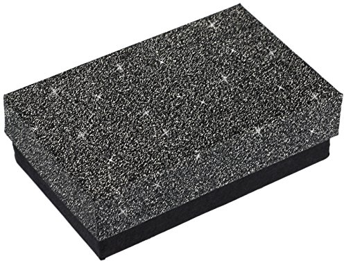 EYS JEWELRY Glitzer Schmuck-Etui für Kette mit Anhänger 50 x 80 x 26 mm Kartonage grau Halskette-Box Schachtel Schatulle Geschenk-Verpackung