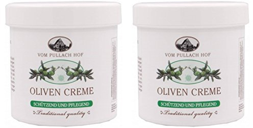 2 x 250 ml Oliven Creme Pflegecreme / Tagescreme / Feuchtigkeitscreme vom Pullach Hof - Dose