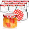 com-four® 12x Einmachgläser mit rot/weiß kariertem Schraub-Deckel - TO Ø 82 mm - bis zu ca. 330 ml