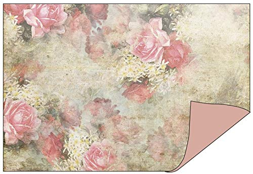 Ideen mit Herz Dekorpapiere im Duo-Design | 1 Seite mit Dekor - 1 Seite unifarben | 10 x 15 cm | Faltpapier, Bastelpapier, Dekopapier | 110 g/qm | 50 Stück (Rosen/antikrosa)