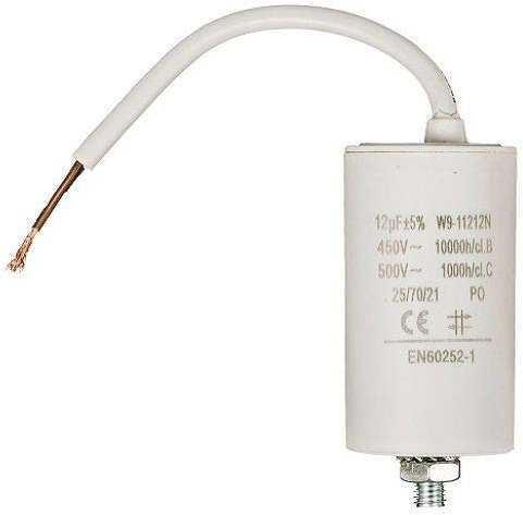 CABLEPELADO Condensador de arranque para motor eléctrico | Condensador Permanente | monofásico | Cable conexión | Apto para bombas, compresores, lavadoras, maquinas de aire | 450 VAC | 12.0 uF