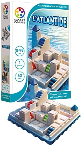 SmartGames - Atlantis - Puzzle Puzzle Game - 60 3D Challenges from Easy to Hard Level - Escape Before It's Too Late - 1 Player - Ages 8 to 99, White