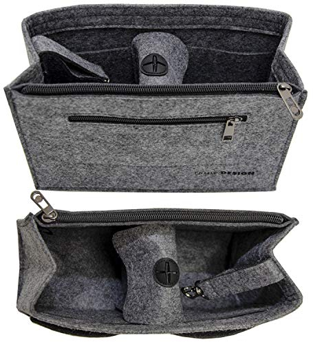 DuneDesign Handtaschen Organizer 23x10x16cm Filz Tasche Einsatz S Innentasche Grau