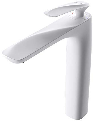 doporro Design Armatur Wasserhahn Bad Weiß | Waschtischarmatur für Waschbecken | Waschbeckenarmatur Bad 28 cm hoch