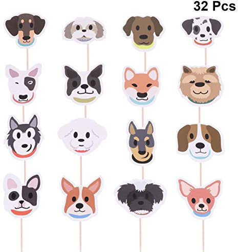 Amosfun Kuchen Deko Hund Motiv 32 Stück Tortenaufleger Cupcake Topper Für Geburtstag Party Babyparty Deko
