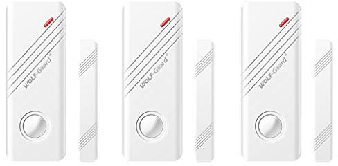 Wolf-Guard MC-03B 433 MHz Alarmanlage, kabellos, magnetisch, für Fenster, Tür, Alarme (3 Stück, braun) (weiß)