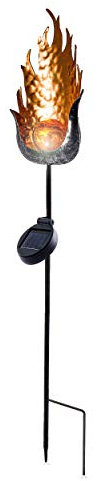 Esotec Solar Gartenstecker La Candela, LED Stecklicht, Akku, Flammenoptik, Steckleuchte, Gartenlicht Solarlichter, Garten, Balkon, metall, IP44, außen, H=68,5cm, 102381