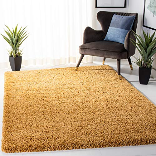 SAFAVIEH Area Rug 8x10 - Hudson Shag Collection - Large - Gold, Non-Shedding & Easy Cleaning, Ultra Plush Thick Pile, Ideal for Living Room, Bedroom, Dining Space (SGH220D)