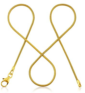 modabilé Schlangenkette Damen Halskette Vergoldet 925er Sterling Silber (45cm 1,2mm breit) Goldkette ohne Anhänger Goldene Kette 925 Frauen Vergoldete