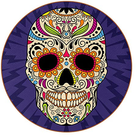 Lot de 6 dessous de verre pour boissons, motif tête de mort mexicaine, résistant à la chaleur, réutilisable, pour la maison, le restaurant, le bureau et le bar, 10,2 cm