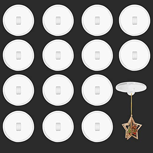 PLCatis 100pcs Clear Small Plastic & Acrylic Resin Ceiling Hooks, Self Adhesive, 20mm, Holds Up to 1KG, Transparent, Round, Sticky Back, No Drilling, Perfect for Suspending Decorations