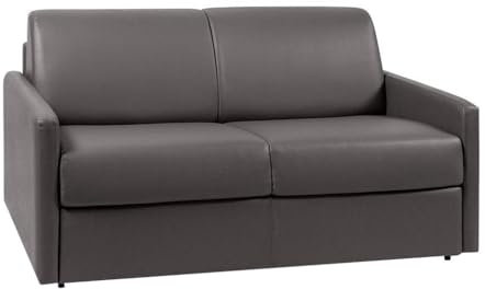 Vente-unique Schlafsofa 2-Sitzer - Liegefläche: 120 cm - Matratzenhöhe: 18 cm - Kunstleder - Grau - CALIFE