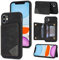 UEEBAI Wallet Case for iPhone 11 6.1 inch, Slim PU Leather Case with Card Holders Kickstand Double Magnetic Clasp Durable Skin feel Shockproof Flip Folio Cover - Black