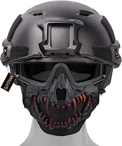 Tactical PJ Airsoft Fast Helm/Foldable Skull Airsoft Mask Taktische Schutzbrille Mit 3 Farbgläsern/Geeignet Für CS/Jagd/Paintball/Schießen