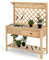 COSTWAY Potting Bench Table, Garden Wooden Planting Bench with Trellis, Sliding Tabletop, Drawer and Shelves, Flower Plant DIY Workstation for Patios, Courtyards, Balcony