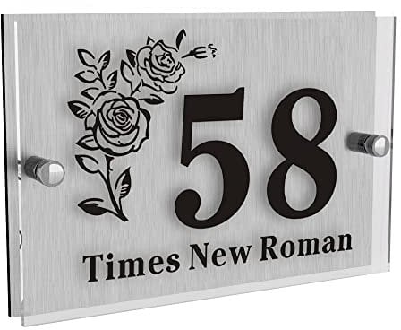 House Numbers Plaques Acrylic Door Number Plaques for Wall Personalised Door Signs Modern Glass Effect Rectangle Road Name House Number Plaques(Design 1)