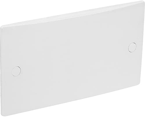 Dual Gang Low Profile Electrical Socket Blanking Plate - White