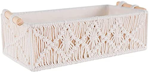 Plouluyt Boho Aufbewahrung Korb Box Handgefertigte Gewebte Dekorative Arbeitsplatte Organizer Makramee KöRbe für Schlafzimmer und Wohnzimmer