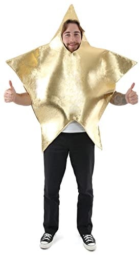 Adults Star Christmas Costume - Large Gold Star Costume with Face and Arm Holes - Mens Womens Unisex Novelty Christmas Nativity Fancy Dress Costume