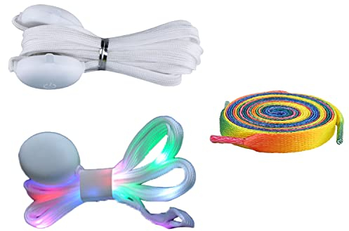 PFLYPF 2 Paare leuchtender Schnürsenkel, 1 Paar farbenfroher allmählicher Wechsel Schnürsenkel, glänzender Schnürsenkel, Regenbogenschnürsenkel, passend für Sportschuhe, Freizeitschuhe, etc.