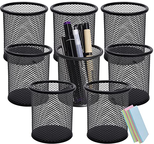 DARUITE Stiftehalter Schreibtisch Organizer Stifteköcher Stiftebecher Stiftebox Stiftehalter kinder Büroorganizer, für Büros, Klassenzimmer, stiftehalter Rund Schwarz x 8 Stück