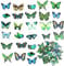 40 Stk Schmetterling Aufkleber Abziehbilder, Scrapbooking Sticker Selbstklebende Dekoration Transparentes für Laptop, Handy, Wand, Scrapbook, Auto - Grün