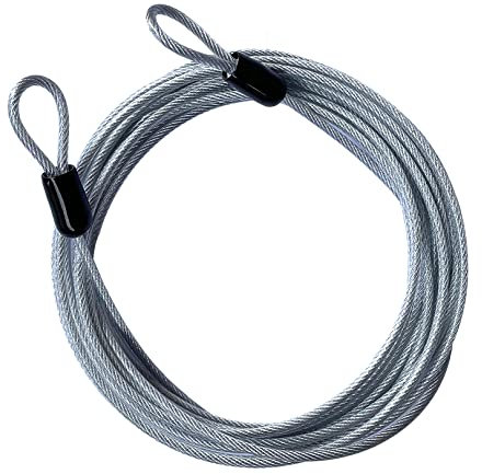 GOMRQING Cable de seguridad largo para viajes al aire libre, 30 pies, 3 mm, cable de seguridad recubierto de acero trenzado, cable de seguridad doble bucle ligero (paquete de 1)