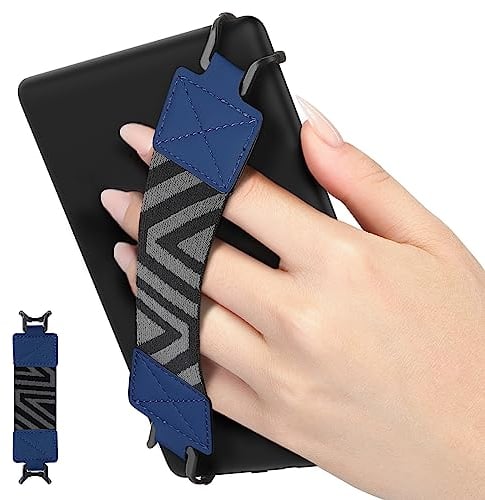 MoKo Security Hand-Strap for 6-8 Kindle eReaders Fire Tablet, Kindle/Kobo/Voyaga/Lenovo/Sony Kindle E-Book Tablet, High-elasticity Versatile Hand Strap Lightweight Finger Grip Holder, Dark Blue