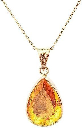 Gelbtopas-Halskette, Gelbtopas-Frauen-Anhänger. Birne Gelber Topas Halskette. Vergoldetes Silber Gelber Topas Anhänger. 925 Sterling Silber Gelber Topas Halskette.