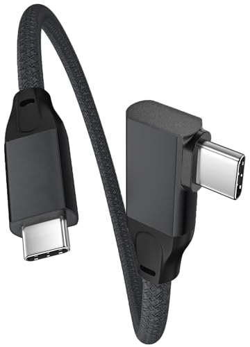 Right Angle USB C to USB C Short Cable 0.2M, USBC 90 Degree Cable 100W, Type C 3.2 Gen2x2 20Gbps Data Transfer Fast Charge Cord, 4K@60Hz Video, for iPhone 15 16, Pixel 9, Dell XPS 17, Galaxy S24 S25
