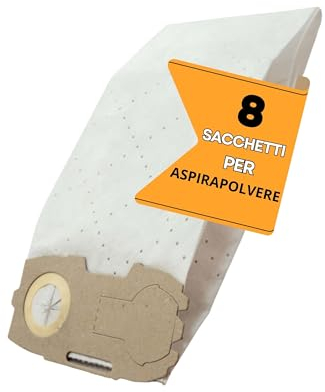 8 Sacchetti Folletto VK 118/119/120/121/122 Compatibili - Sacchetti in TNT con Filtrazione Avanzata - Modello FW1 TNT