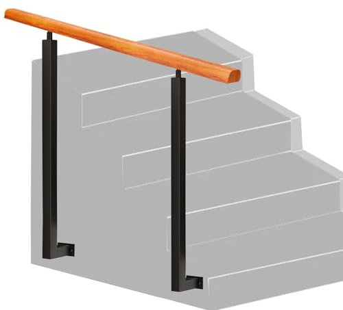 Treppengeländer für den Innen- und Außenbereich, Treppengeländer für den Innen- und Außenbereich, Seitenmontage, schwarze Metalldeck-Baluster, Spindeln, Eisenpfosten + Handlauf aus Massivholz ( Farbe