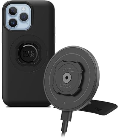 Quad Lock Adhesive Dashboard/Console Car Phone Holder Kit with MAG Wireless Charging Head V2 and MAG Phone Case for iPhone 14 Pro Max