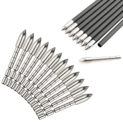 12pcs Bogenschießen Pfeilspitze Edelstahl Pfeil Tipps Einfügen 60/70/80/100/120/150/200grain Pfeil Ponits für ID 4.2mm Carbonpfeile Schaft (OD 5.4mm-60grain)