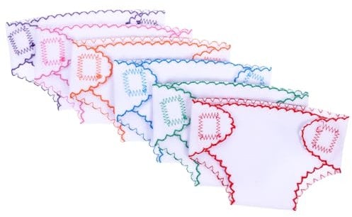 Alipis 6Pcs Baby Doll Diapers, Doll Underwear for 14-18Inch, Baby Doll Cloth Nappies Set Doll Clothes DIY Accessories for Kids, Girls, Boys (6 Colors)