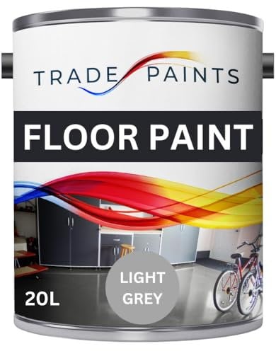 Heavy Duty Quick Dry Floor Paint - Garage, Workshop, Warehouse, Industrial Floor Paint - Ideal For Concrete, Stone, Brick, Wood & Metal (Light Grey 00A05, 20 l Pack of 1)
