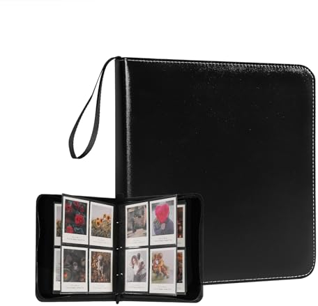 240 Taschen Tragbarer Ordner großes Fotoalbum Buch für i-Type quadratische Polaroid-Fotos und Instax Wide Filmbilder (schwarz)