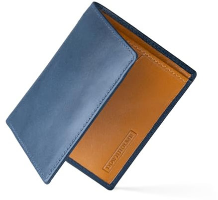 Downholme Portefeuille Homme Cuir Design Minimaliste Fin (Bleu Marine)