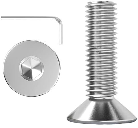 ORTAVA 20 viti a testa svasata M5 x 14, viti a testa piatta, esagono incassato in acciaio inox A2 V2A, filettatura completa con chiavi a esagono incassato