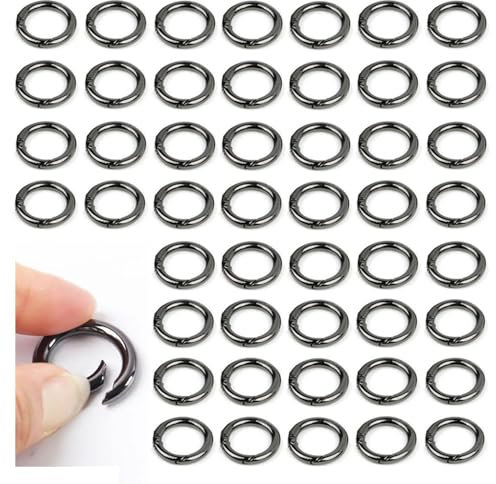 Ring Karabiner,40 Stück Runde Karabiner Rund Karabinerhaken Wanfoou 20 mm Schlüsselringe kleine karabinerhaken Für den Alltag am Rucksack oder am Schlüsselbund,DIY Handwerk Karabiner(Schwarz)