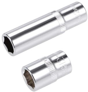 TOP-VIGOR 2Pcs 3/8-Inch Drive by 12mm Deep and Shallow Socket, Cr-V Drive Socket, 6-Point, Metric for Auto Repairing and Household