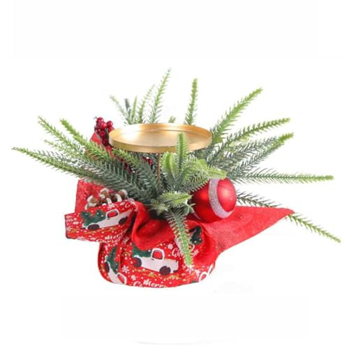 2 Stück Weihnachtskerzenhalter, Weihnachtskerzenhalter, Rote Früchte, Kerzenhalter, Ornament, Tannenzapfen, Weihnachtsbaum, Ambiente-Kerze, Kerzenhalter für Zuhause, Kaminsims,