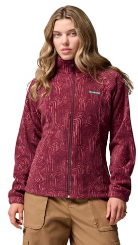 Columbia Women's Benton Springs Printed Full Zip, Full Zip Fleece Jacket, Rich Wine Flowfalls, S