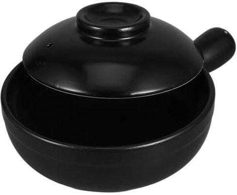 Amosfun Marmite Argile à Poignée Unique Marmite De Cuisson Pour Ramen Et Bouillie De Riz à Soupe Terre Cuite Avec Couvercle