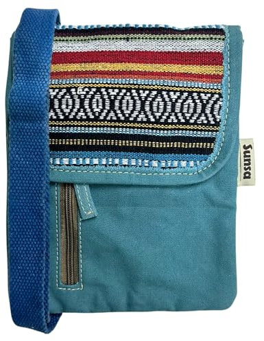 Sunsa Damen Umhängetasche. Nachhaltige Crossover Tasche. Vegane Kleine Messenger Bag mit mehreren Fächern. (blau)