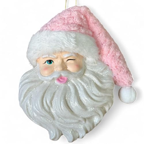 MIJOMA Christbaumschmuck Pride - Weihnachtsbaum-Anhänger im Regenbogen Design mit Glitzer-Effekt für echte Feierlichkeit. Größe 15 x 13 cm. Baumschmuck bruchsicher und stilvoll. (Pink Santa)