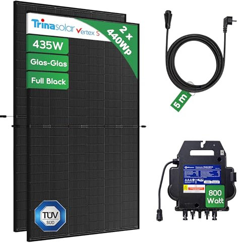 Balkonkraftwerk 800Wp APSystems EZ1-M Wechselrichter mit WLAN WiFi und Trina Solar 440W Module mit 5m Anschlusskabel