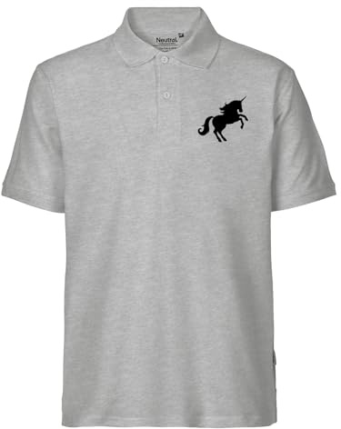 Huuraa Herren Polo Shirt Einhorn Silhouette Geschenk | Bio Baumwolle Fairtrade Kurzarm Poloshirt Geschenkidee Männer Polohemd